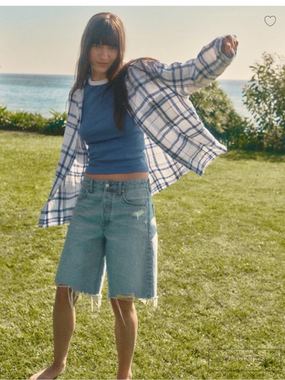 Madewell Light Blue Distressed Denim Bermuda Shorts